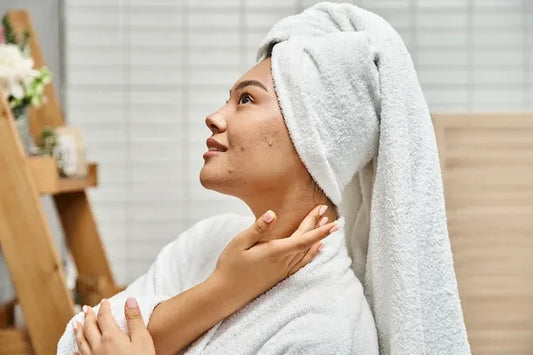 woman caring for cystic acne