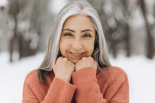 woman with mature skin in the winter
