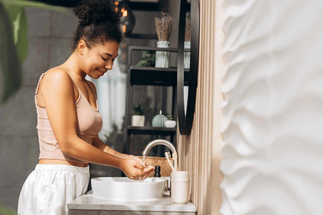 woman preparing to double cleanse her face